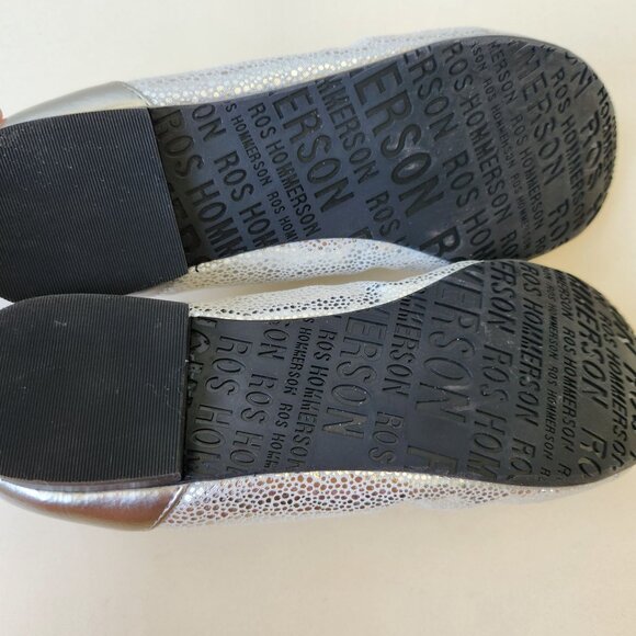 Ros Hommerson Ronnie Silver Shiny Metallic Ballet Flats Glam Feminine Party 7.5 - Picture 5 of 10